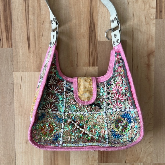 Vintage Girlhood Core Eclectic Boho fully Sequin Beaded Hobo Bag HP 🎉 🎉🥳 - Picture 3 of 17